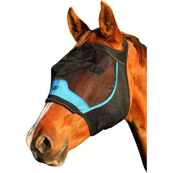 Woof Wear UV Fly Mask Without Ears & UV Nose Protector Bundle FMNPUV23 - Black / Turquoise